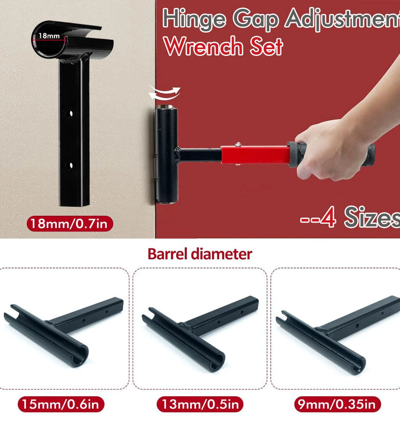 4-in-1 Multifunction Hinge Gap Adjustment Tool High Quality Steel Non-Slip Grip Includes 9mm 13mm 15mm 18mm Ideal for Door Alignment Repair and Gap Correction