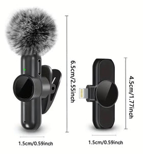 K3 Wireless Lavalier Microphone with Windproof Cover Smart Noise Cancelling Audio Video Recording Mini Mic for iPhone Android Mobile Phone Microphone