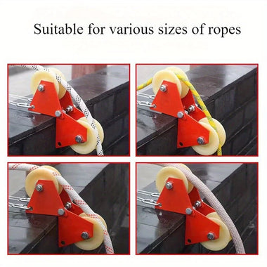 Versatile Foldable Pulley Manual Pulley Bend-Friendly High-Altitude Work Material Lifting Rope Tensioning Heavy Loads Steel Nylon Anti-Slip Design Compact Easy Storage