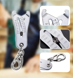 Iron Thread Size Checker Keychain Portable Caliper Gauge Metric/Imperial Units Quick Accurate Measurement Engraved Markings Corrosion-Resistant