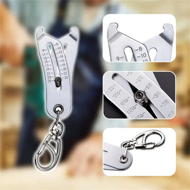 Iron Thread Size Checker Keychain Portable Caliper Gauge Metric/Imperial Units Quick Accurate Measurement Engraved Markings Corrosion-Resistant