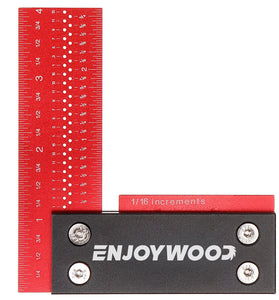 ENJOYWOOD 100mm/4Inch Aluminum Alloy Woodworking Ruler Precision Square Right Angle Ruler Guaranteed T Speed Measurements Ruler for Measuring