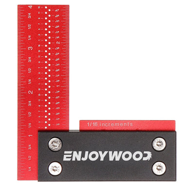 ENJOYWOOD 100mm/4Inch Aluminum Alloy Woodworking Ruler Precision Square Right Angle Ruler Guaranteed T Speed Measurements Ruler for Measuring