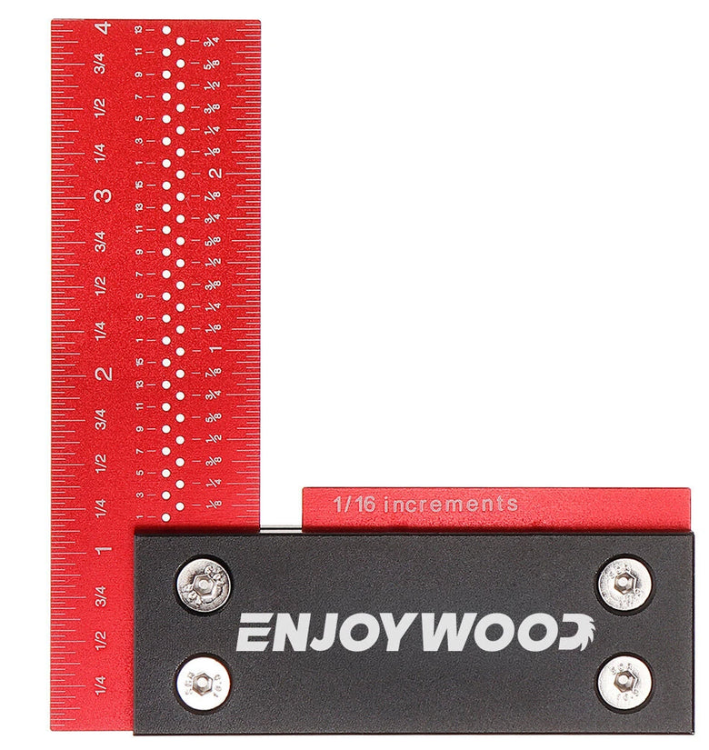 ENJOYWOOD 100mm/4Inch Aluminum Alloy Woodworking Ruler Precision Square Right Angle Ruler Guaranteed T Speed Measurements Ruler for Measuring