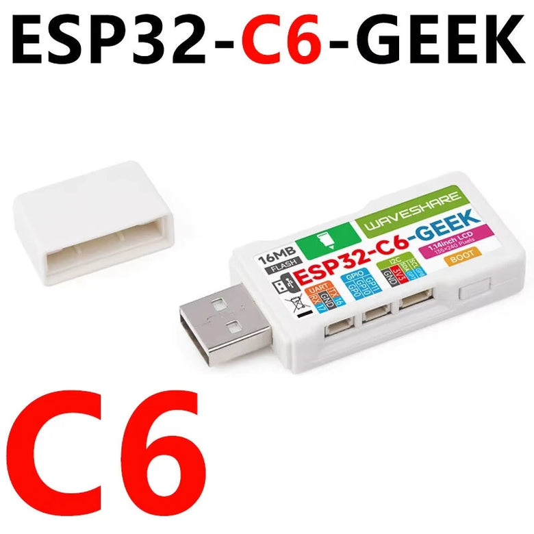 ESP32-C6 GEEK Development Board With 1.14inch 65K Color IPS LCD 240x135 Supports 2.4GHz Wi-Fi 6 & BLE 5 USB-A Port