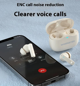 MONSTER GT17 TWS Earbuds bluetooth 5.4 Earphone ENC Noise Cancelling 10mm Drivers Unit 24H Playback Low Game Delay In-ear Sports Headphones