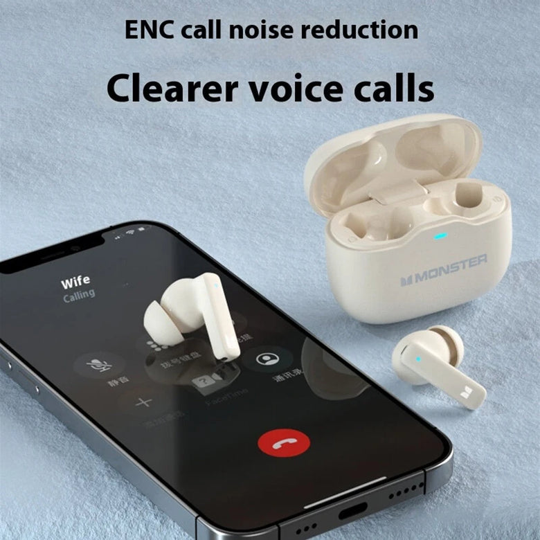 MONSTER GT17 TWS Earbuds bluetooth 5.4 Earphone ENC Noise Cancelling 10mm Drivers Unit 24H Playback Low Game Delay In-ear Sports Headphones