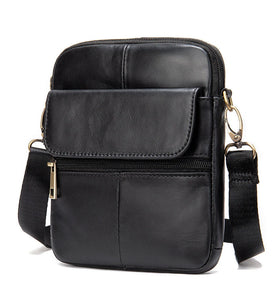 Ekphero Zipper Genuine Leather Messenger Bags Business Small Crossbody Bag Casual Travel Flap Shoulder Bag