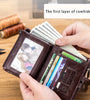 BULLCAPTAIN Genuine Leather Men's Wallet, Large Capacity RFID Blocking Wallet, Casual Retro Multifunctional Card Slots Purse, Card Bag with Anti-lost Chain,Wallet Gifts for Men with Gift Box