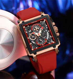 CRRJU Men's Sports Watch, Multifunctional Chronograph Wrist Watch for Business Men, Waterproof Square Male Quartz Watch with a Box, Ideal choice for Men's Gifts