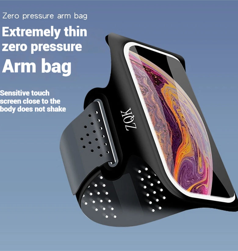 6.5'' Running Arm Bag Sports Waterproof Sweatproof Touch Screen Night Reflective Phone Bag for Outdoor Riding Hiking Fitness