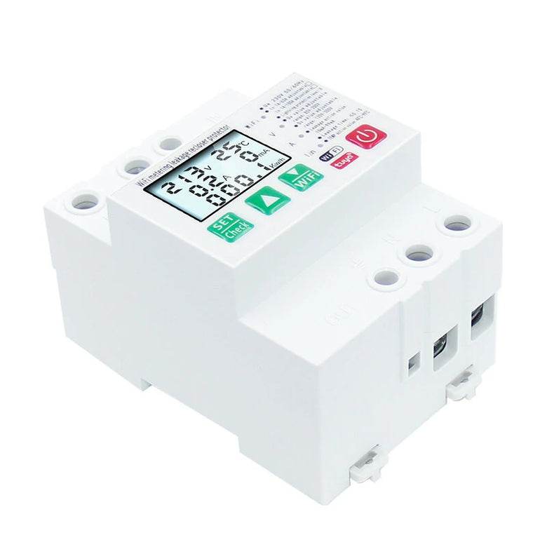 Tuya Smart Leakage Circuit Breaker WIFI Energy Meter Kwh Metering Switch Timer with Voltage Current and Leakage Protection APP Control