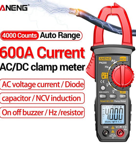 ANENG PN200 Digital Clamp Meter DC/AC 600A Current 4000 Counts Multimeter Ammeter Voltage Tester Car Hz Capacitance NCV Ohm Test