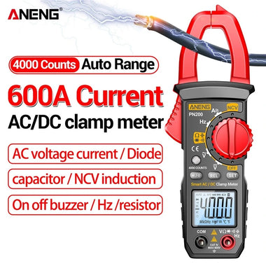 ANENG PN200 Digital Clamp Meter DC/AC 600A Current 4000 Counts Multimeter Ammeter Voltage Tester Car Hz Capacitance NCV Ohm Test