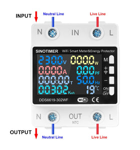 DDS6619 Tuya Smart WiFi Multifunctional Energy Meter 170~270V Voltage Range 0~63A Current Over/Under-Voltage Protection Remote Access High Accuracy Power Consumption Monitor