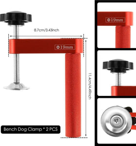 Bench Dog Clamp Aluminum Alloy Non-Marking Silicone Pads Woodworking Accessories for Routing Cutting Grinding Long-Lasting Service Two Sizes Available