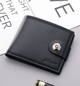 Men's Sleek Compact Wallet with Magnetic Closure - Fashionable Soft Faux Leather, Multiple Card Slots & Large Capacity