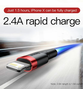 Baseus 2.4A USB-A to iP Cable Fast Charging Data Transmission Nylon Braided Core Line 0.5M/1M/2M/3M Long for iPhone 14 14Pro 14 Pro Max for iPad Pro