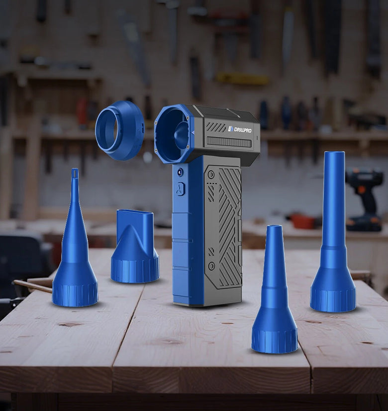 Drillpro G3 90,000RPM 40mm Brushless Motor Turbo Fan 350g Wind Pressure with Multi Nozzles Rechargeable 3*2500mAh Battery LED Light Professional Air Blower Tool