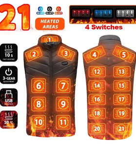 21 Heated Zones 4 Switches Electric Heated Jackets Sportswear Coat For Men Women Outdoor Camping