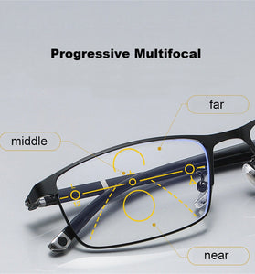 Photochromic Auto Zoom Reading Glasses HD Near Far Anti-blue Light Business Presbyopia Glasses