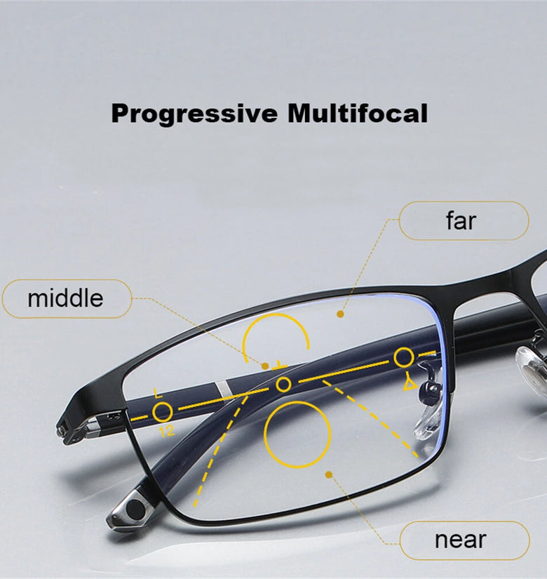 Photochromic Auto Zoom Reading Glasses HD Near Far Anti-blue Light Business Presbyopia Glasses