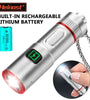 300LM Powerful EDC LED Keychain Flashlight With Battery Rechargeable Mini Torch Portable Work Light with Magnet Back Clip, Alloy Chain