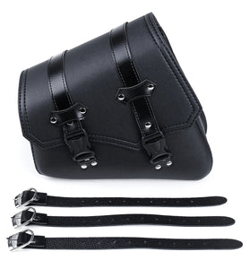 Motorcycle Saddlebags 3 Quick Release Buckle Black PU Leather Waterproof Universal