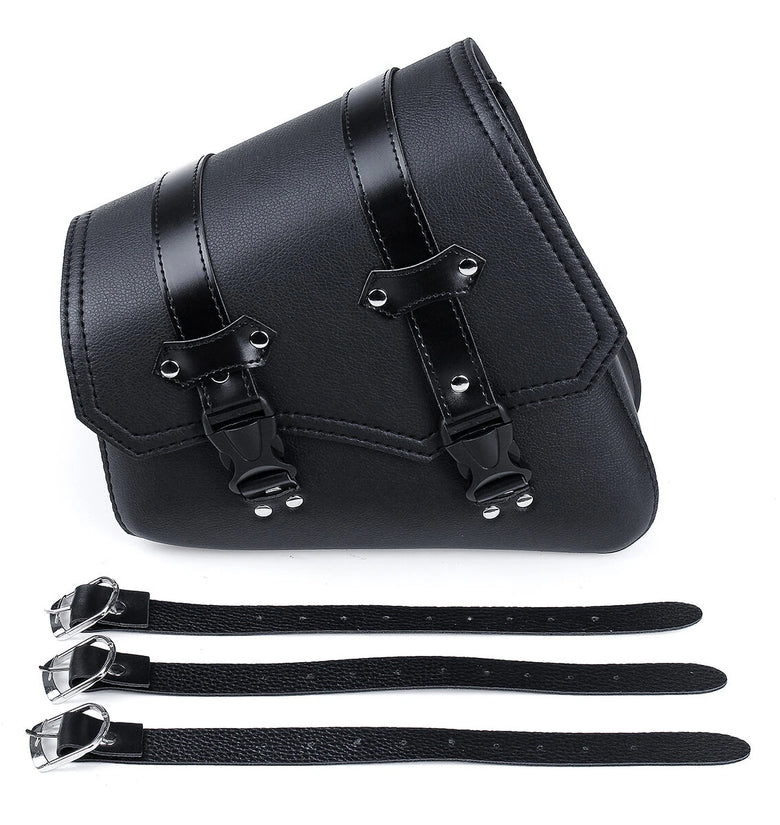 Motorcycle Saddlebags 3 Quick Release Buckle Black PU Leather Waterproof Universal