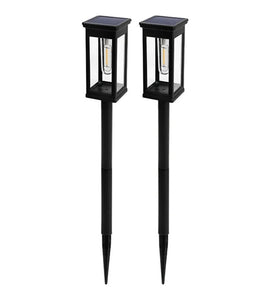 Elfeland 2PCS Solar Pathway Warm Lights Outdoor Waterproof Solar Powered Garden for Walkway Yard Backyard Landscape Lighting Decorative