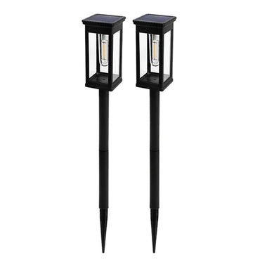Elfeland 2PCS Solar Pathway Warm Lights Outdoor Waterproof Solar Powered Garden for Walkway Yard Backyard Landscape Lighting Decorative