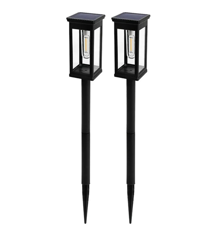 Elfeland 2PCS Solar Pathway Warm Lights Outdoor Waterproof Solar Powered Garden for Walkway Yard Backyard Landscape Lighting Decorative