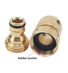 Brass 3/4" Hose Quick Connector Male and Female Set Water Hose Fitting European Style Leak Proof Rubber Washer Easy Installation Gardening Accessories