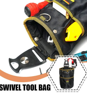 Rotatable Waist Tool Bag Oxford Cloth Multi Layer Storage Waterproof Organizer for Electrician Nail Screw Woodworking Large Capacity 12 Inch