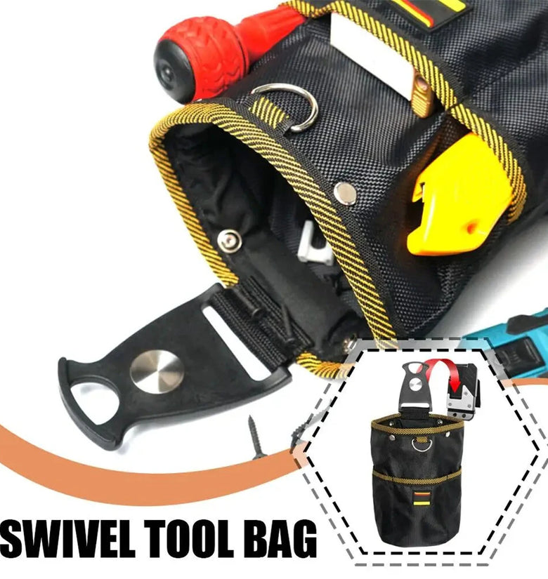 Rotatable Waist Tool Bag Oxford Cloth Multi Layer Storage Waterproof Organizer for Electrician Nail Screw Woodworking Large Capacity 12 Inch