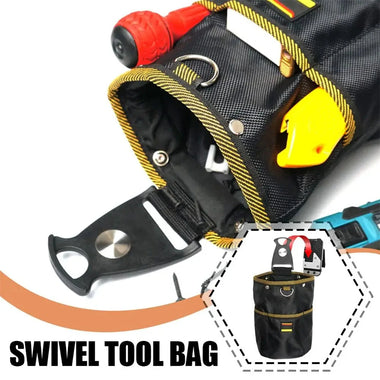 Rotatable Waist Tool Bag Oxford Cloth Multi Layer Storage Waterproof Organizer for Electrician Nail Screw Woodworking Large Capacity 12 Inch