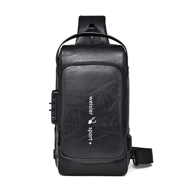 WEIXIER Man Bag Single Shoulder Bag Waterproof Anti-scratching Shoulder Bag Multi-function Sports Slanting Chest Backpack USB Charging Port Anti-theft Chest Bag