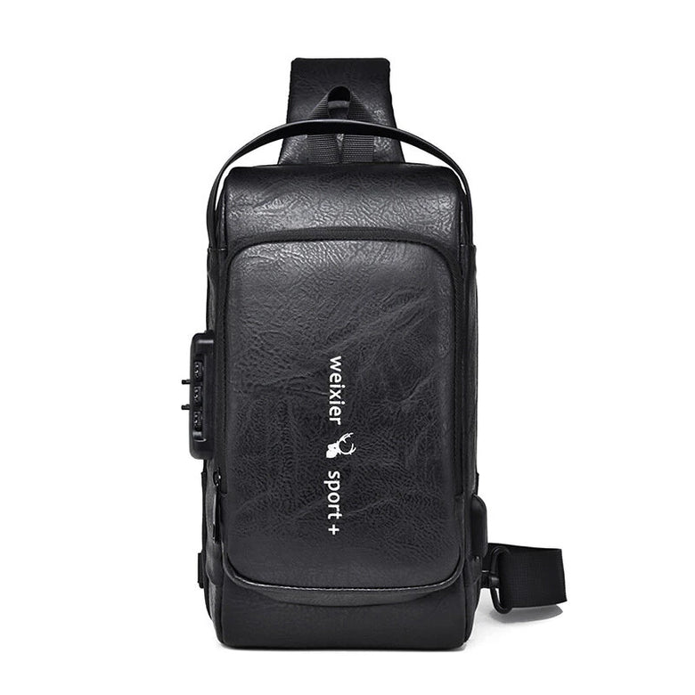 WEIXIER Man Bag Single Shoulder Bag Waterproof Anti-scratching Shoulder Bag Multi-function Sports Slanting Chest Backpack USB Charging Port Anti-theft Chest Bag