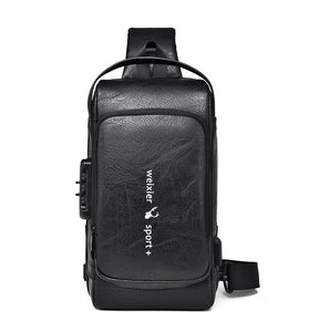 WEIXIER Man Bag Single Shoulder Bag Waterproof Anti-scratching Shoulder Bag Multi-function Sports Slanting Chest Backpack USB Charging Port Anti-theft Chest Bag