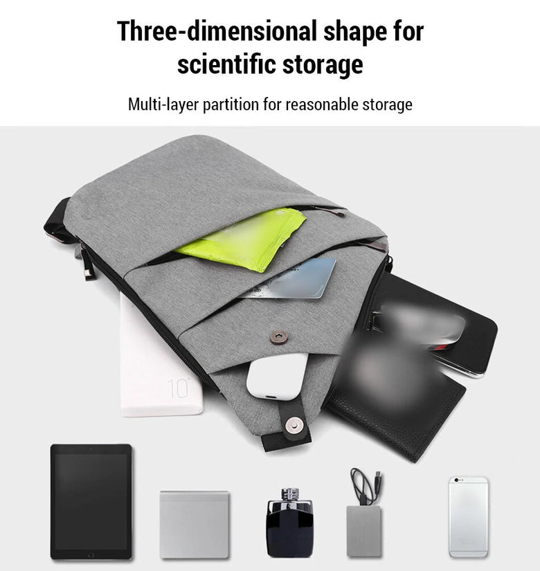 Sports Anti-Theft Thin Chest Bag Lightweight Close-fitting Travel Sling Bag Waterproof Zipper Layered Storage Crossbody Bag