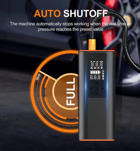 Cordless Smart Car Tire Inflator Dual Screen Display with LED Light Accurate Pressure Measurement Portable Multi-function Car Air Pump