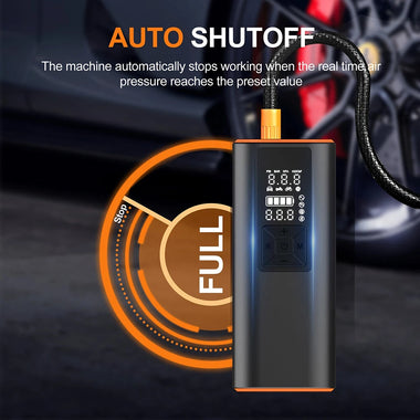 Cordless Smart Car Tire Inflator Dual Screen Display with LED Light Accurate Pressure Measurement Portable Multi-function Car Air Pump
