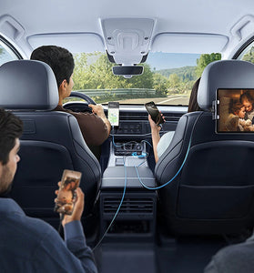 Baseus PrimeTrip VR2 Max 100W 2-Port USB PD Car Charger with Integrated Dual USB-C Telescopic Cable PD QC Support SCP Fast Charging for iPhone 16 16 Pro 15 14 13 Pro Max for Huawei Pura 80 Ultra for XIAOMI for SAMSUNG for OPPO