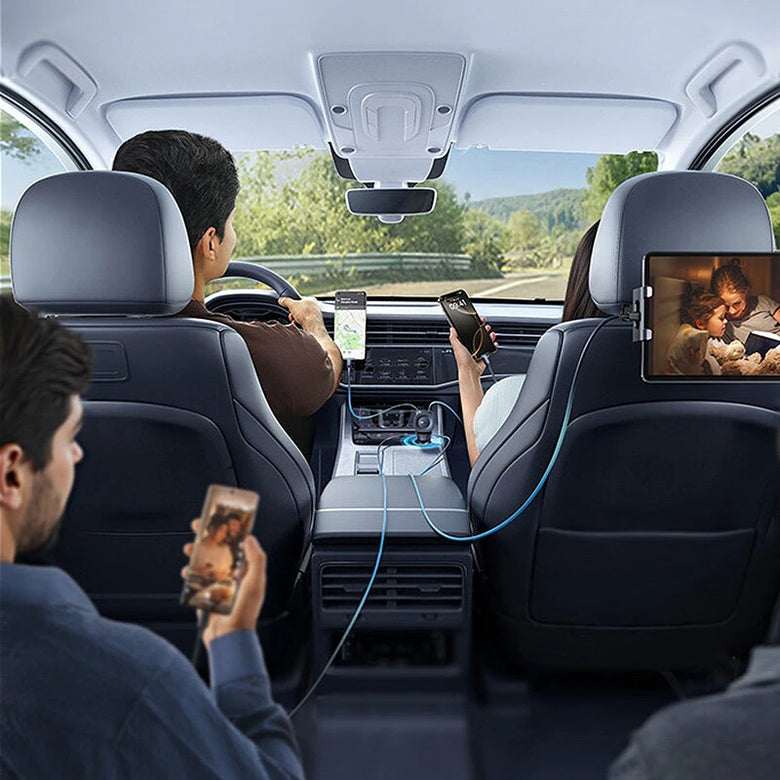 Baseus PrimeTrip VR2 Max 100W 2-Port USB PD Car Charger with Integrated Dual USB-C Telescopic Cable PD QC Support SCP Fast Charging for iPhone 16 16 Pro 15 14 13 Pro Max for Huawei Pura 80 Ultra for XIAOMI for SAMSUNG for OPPO