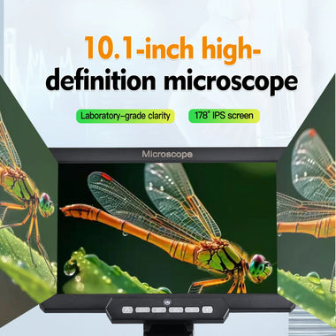 Digital Microscope 1200X Magnification 10.1 inch HD LCD Screen 12MP 8 LED Lights with Battery USB Type-C Microscope for Electronics Biological Research