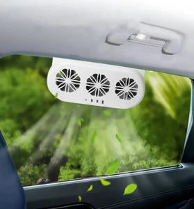 Solar-Powered Car Vent Fan 3 Head Car Exhaust Fan Electric Cooling Fan USB Charging Window Ventilator Front Rear Seat Purifiers Radiator
