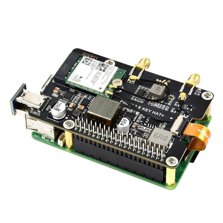 Raspberry Pi 5 PCIe to M.2 E Key Adapter Board with PoE Support 25W 5V 12V Output WiFi 7 6 AX210 AX200 BE200 Bluetooth USB High-Speed Data Transfer Power Over Ethernet HAT Expansion Board