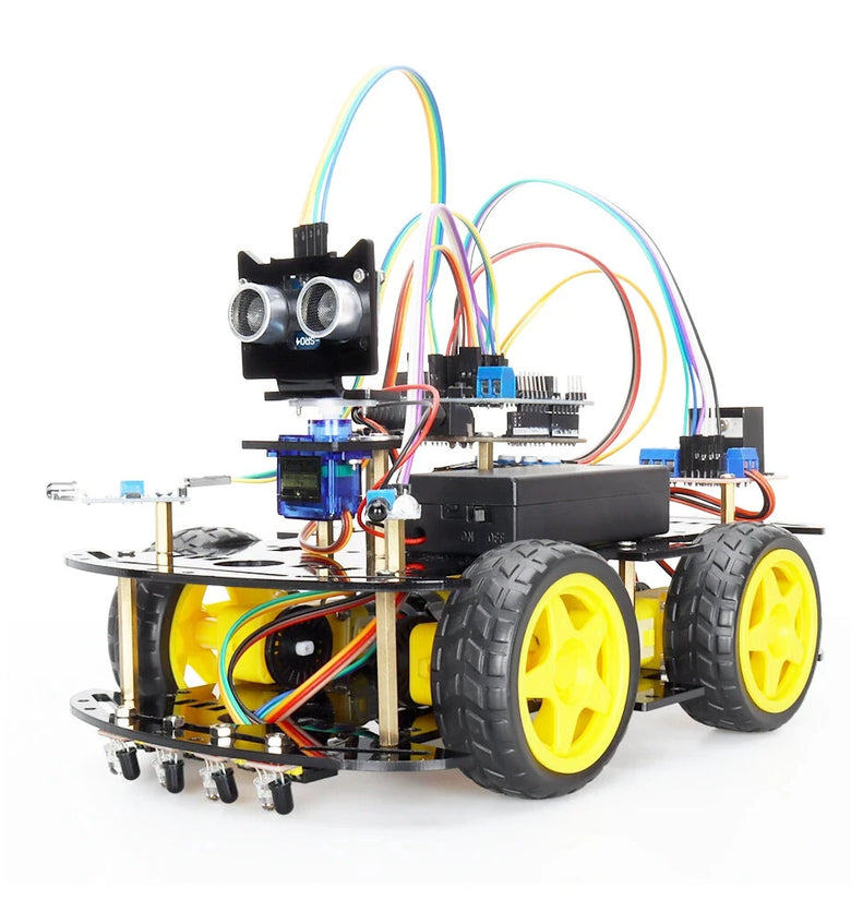 TSCINBUNY Automation Smart Robot Car Kit for Arduino Programming with Ultrasonic and Infrared Sensors Line Tracking Obstacle Avoidance DIY Educational STEM Kit