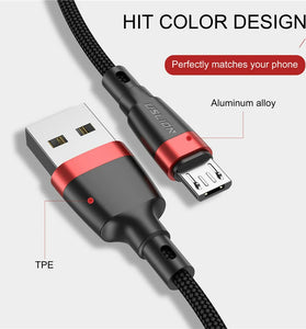 USLION 3A USB-A to Micro USB Cable QC3.0 Fast Charging Data Transmission Copper Core Line 1M/2M Long for Samsung for Xiaomi for Oppo Android Phone
