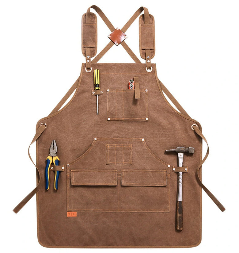 Multi-Pocket Design Canvas Apron for Hairstylists Bakers Coffee Shops Gardeners Woodworkers Restaurant Enduring